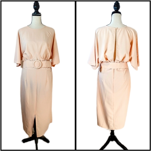 ASOS Dresses & Skirts - NWT Asos Peach Belted Long Maxi Retro 40s Style Yoke Waist Dress Size 12 Tall